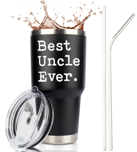 Best Uncle Ever 30oz Black Stainless Steel Tumbler with Premium Sliding Lid by JENVIO