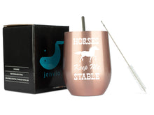 Load image into Gallery viewer, Horses Keep Me Stable - 12oz Rose Gold Coffee/Wine Tumbler with Premium Sliding Lid by JENVIO