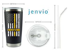 Load image into Gallery viewer, 911 Dispatcher Flag 20oz Black Matte Stainless Steel Tumbler by Jenvio