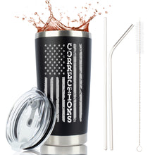 Load image into Gallery viewer, &quot;Corrections&quot; Silver Line Flag 20oz Black Matte Stainless Steel Tumbler