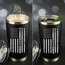 Load image into Gallery viewer, &quot;Corrections&quot; Silver Line Flag 20oz Black Matte Stainless Steel Tumbler