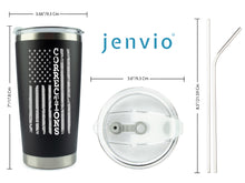 Load image into Gallery viewer, &quot;Corrections&quot; Silver Line Flag 20oz Black Matte Stainless Steel Tumbler