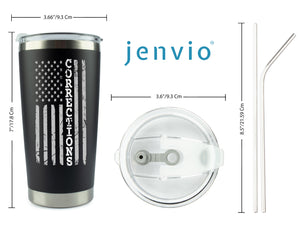 "Corrections" Silver Line Flag 20oz Black Matte Stainless Steel Tumbler