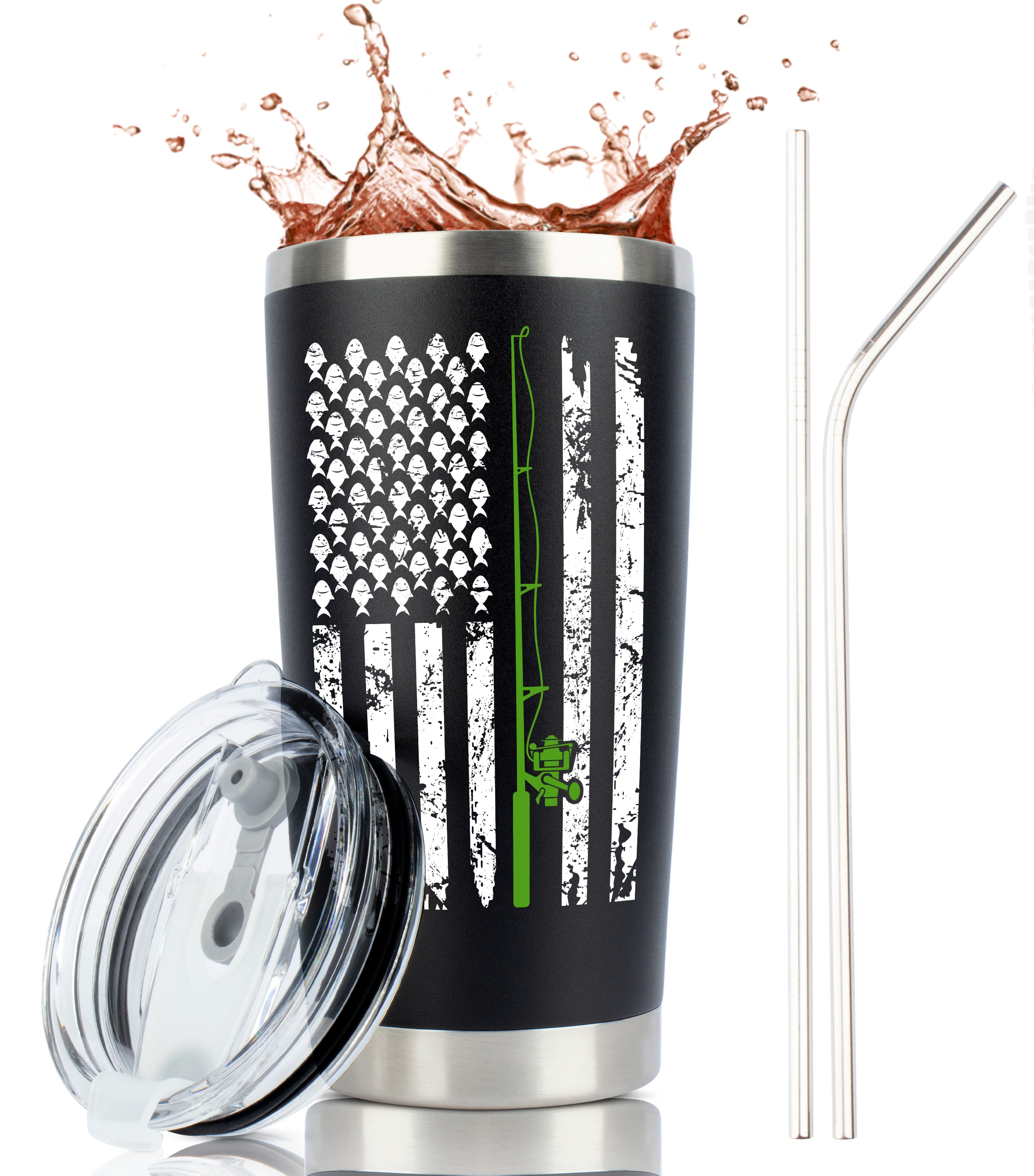 NewYT Fishing Gifts for Men - Stainless Steel American Flag