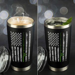 "Fishing Flag" - Fisherman Gifts - 20 Ounce Black Stainless Steel Tumbler with Sliding Lid