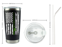 Load image into Gallery viewer, &quot;Fishing Flag&quot; - Fisherman Gifts - 20 Ounce Black Stainless Steel Tumbler with Sliding Lid