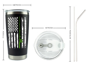 "Fishing Flag" - Fisherman Gifts - 20 Ounce Black Stainless Steel Tumbler with Sliding Lid