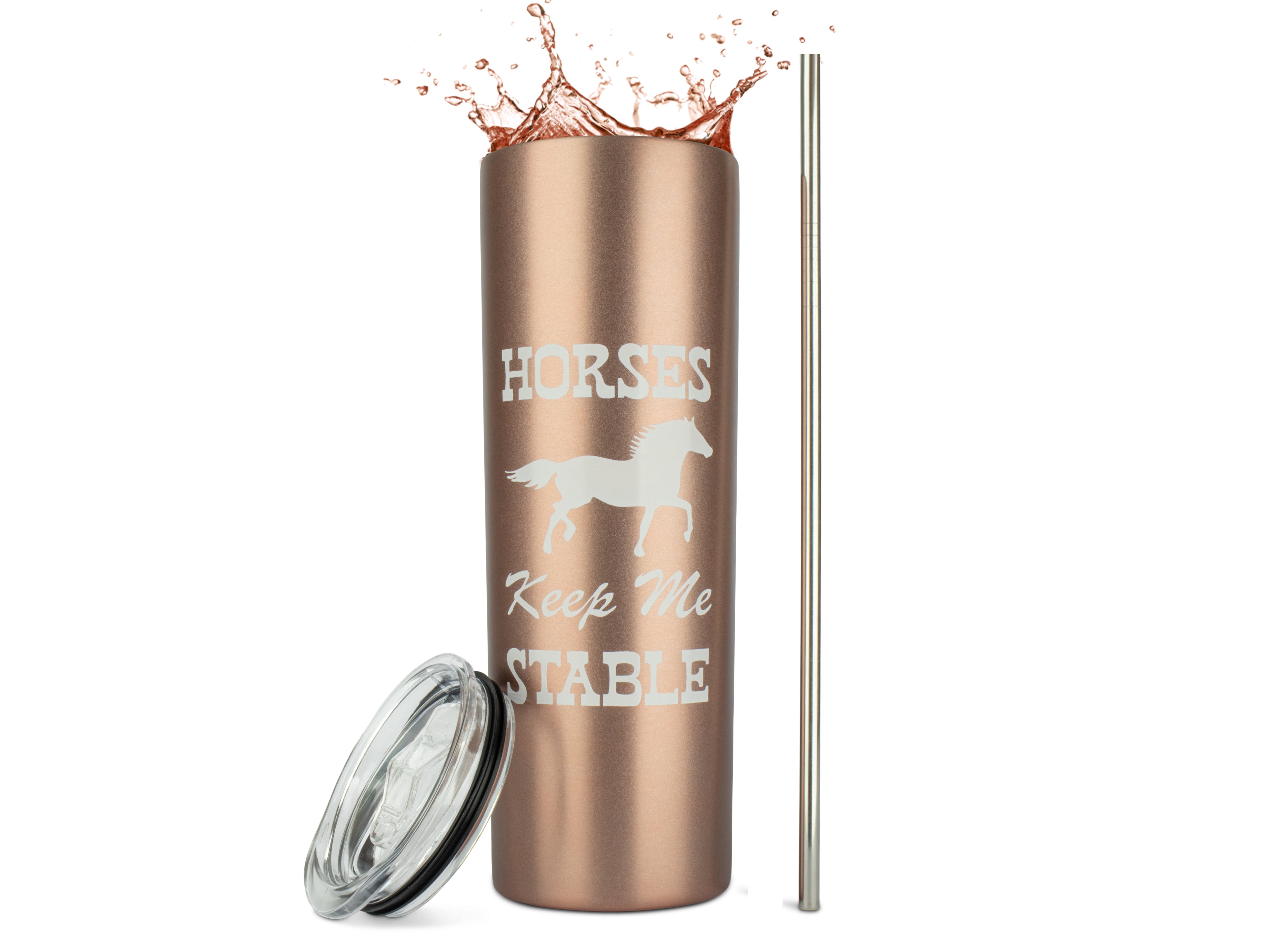 Horses Keep Me Stable - 12oz Rose Gold Coffee/Wine Tumbler with Premiu –  Jenvio