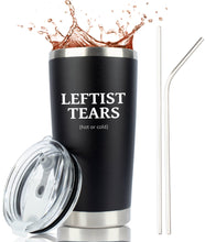 Load image into Gallery viewer, &quot;Leftist Tears - Hot or Cold&quot; 20oz Black Matte Stainless Steel Tumbler with Premium Sliding Lid from JENVIO