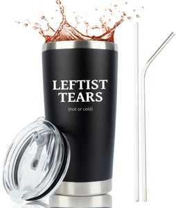 "Leftist Tears - Hot or Cold" 20oz Black Matte Stainless Steel Tumbler with Premium Sliding Lid from JENVIO