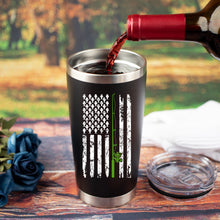 Load image into Gallery viewer, &quot;Fishing Flag&quot; - Fisherman Gifts - 20 Ounce Black Stainless Steel Tumbler with Sliding Lid