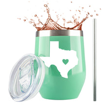 Load image into Gallery viewer, Texas State 12 Ounce Teal Stainless Steel Wine Tumbler with Lid and 2 Straws by JENVIO