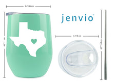 Load image into Gallery viewer, Texas State 12 Ounce Teal Stainless Steel Wine Tumbler with Lid and 2 Straws by JENVIO