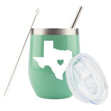 Load image into Gallery viewer, Texas State 12 Ounce Teal Stainless Steel Wine Tumbler with Lid and 2 Straws by JENVIO