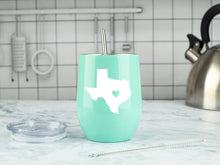 Load image into Gallery viewer, Texas State 12 Ounce Teal Stainless Steel Wine Tumbler with Lid and 2 Straws by JENVIO