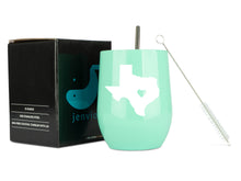 Load image into Gallery viewer, Texas State 12 Ounce Teal Stainless Steel Wine Tumbler with Lid and 2 Straws by JENVIO