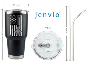 Air Force 30 Ounce Stainless Steel Travel Tumbler with Lid 2 Straws and Gift Box by JENVIO