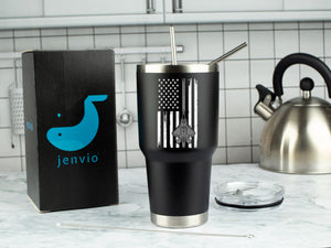 Air Force 30 Ounce Stainless Steel Travel Tumbler with Lid 2 Straws and Gift Box by JENVIO