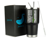Load image into Gallery viewer, Fishing Flag 30 Ounce Stainless Steel Travel Tumbler with Lid and 2 Straws